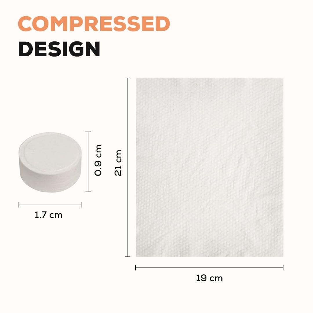 Magic Coin Tissue Tablets (100) – Compressed Disposable Travel Towels, Portable Wet Wipes for Travel & Outdoor Use