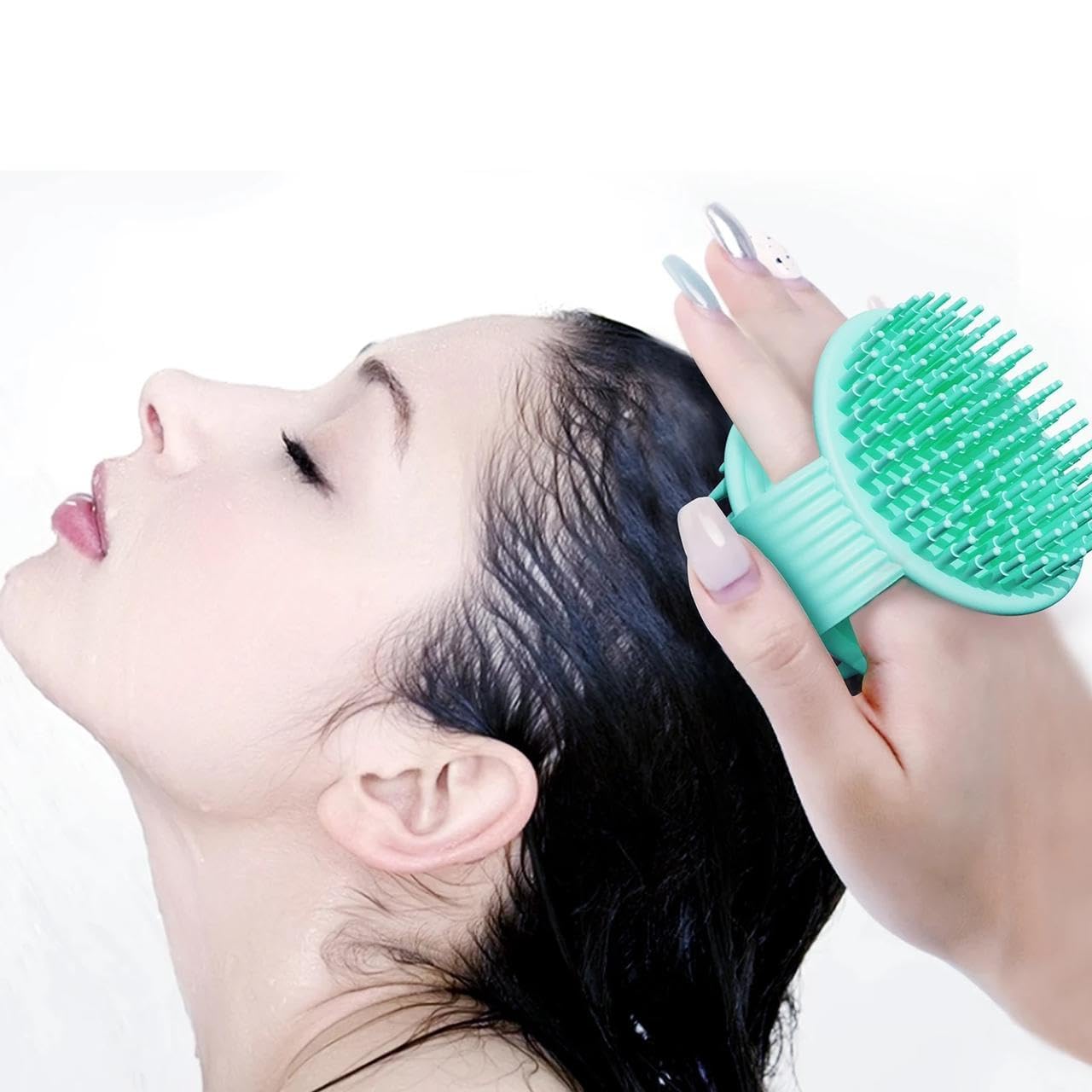 2-in-1 Double-Sided Silicone Shampoo & Body Brush with Soft Bristles – Handheld Scalp Massager and Bath Scrubber, Gentle Exfoliating Brush with Hanging Handle for Men, Women, Kids (Multicolour) (pack of 1)