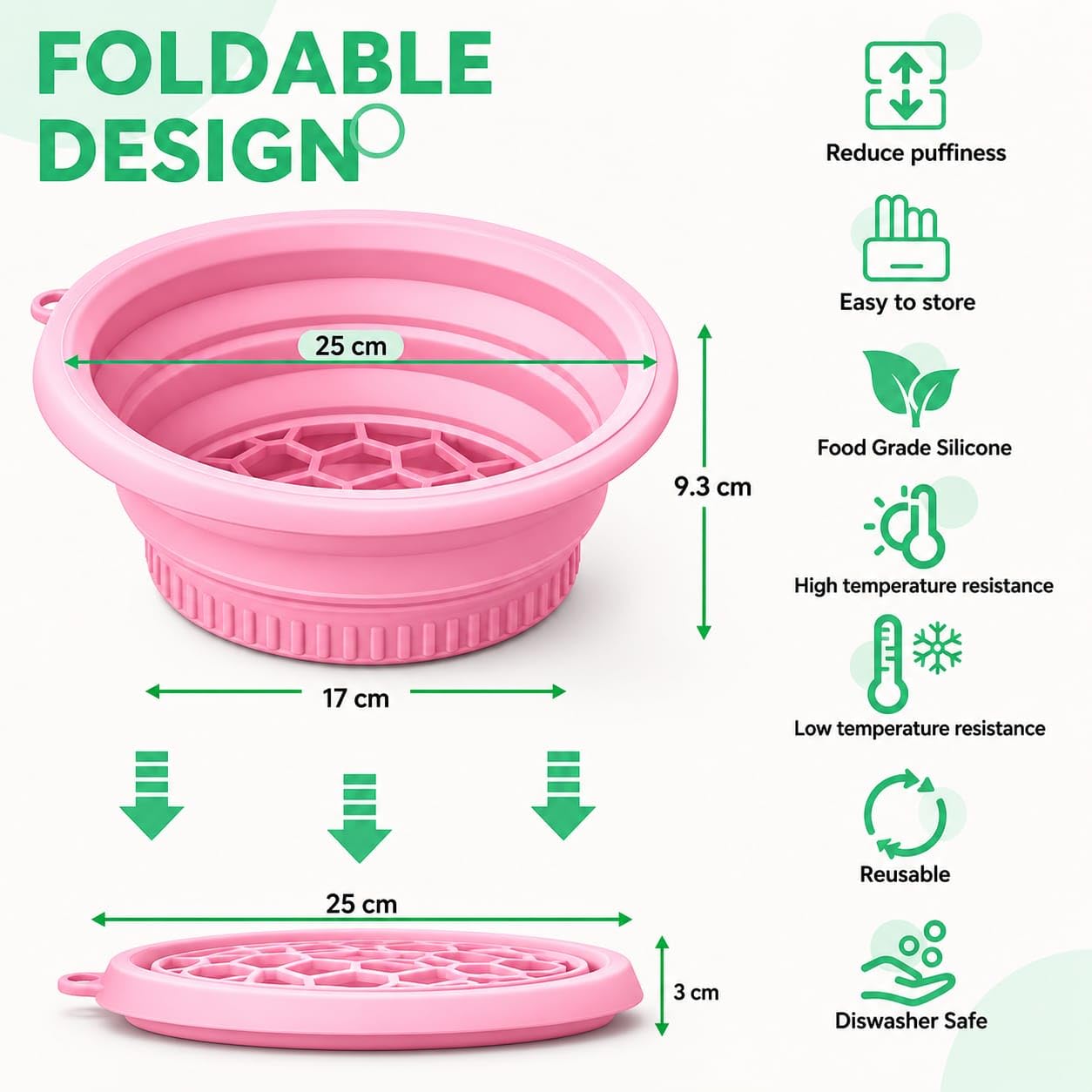 Ice Face Bowl Silicone Face Ice Bowl for Ice with Built-in Ice Tray Collapsible Face Tub for Ice Bath, Facial Ice Plunge Bowl Ice Water Facials at Home Women & Men (Black)