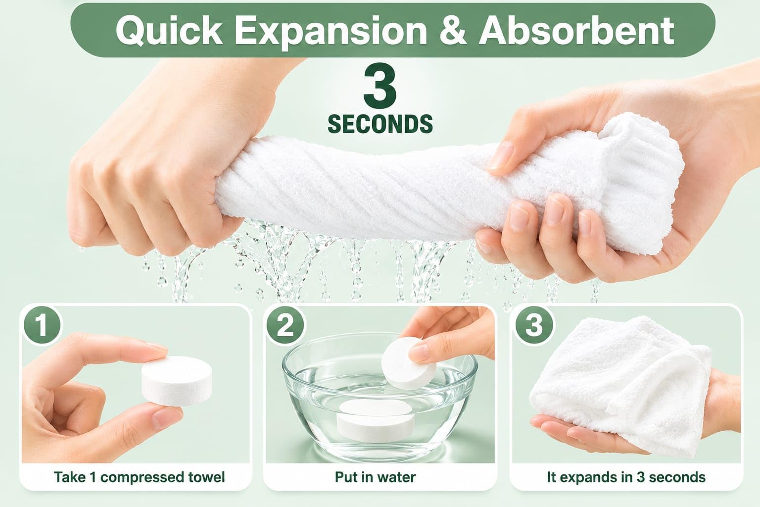 Compressed Bath Towels – Disposable Cotton Towels, Portable & Reusable, Thick Soft Travel Towel for Hiking, Camping, Beach, Gym & Travel (1)