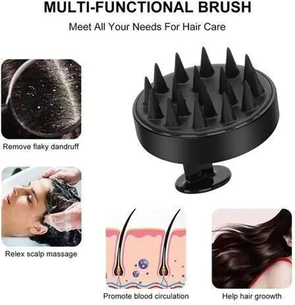 Advanced Silicone Scalp Massager for Hair Growth with Removable Handle | Soft Medical-Grade Bristles Shampoo Brush for Dandruff Removal, Oil Massage & Deep Scalp Exfoliation | Hair & Head Massager for Men & Women (Multicolour) Pack of 1