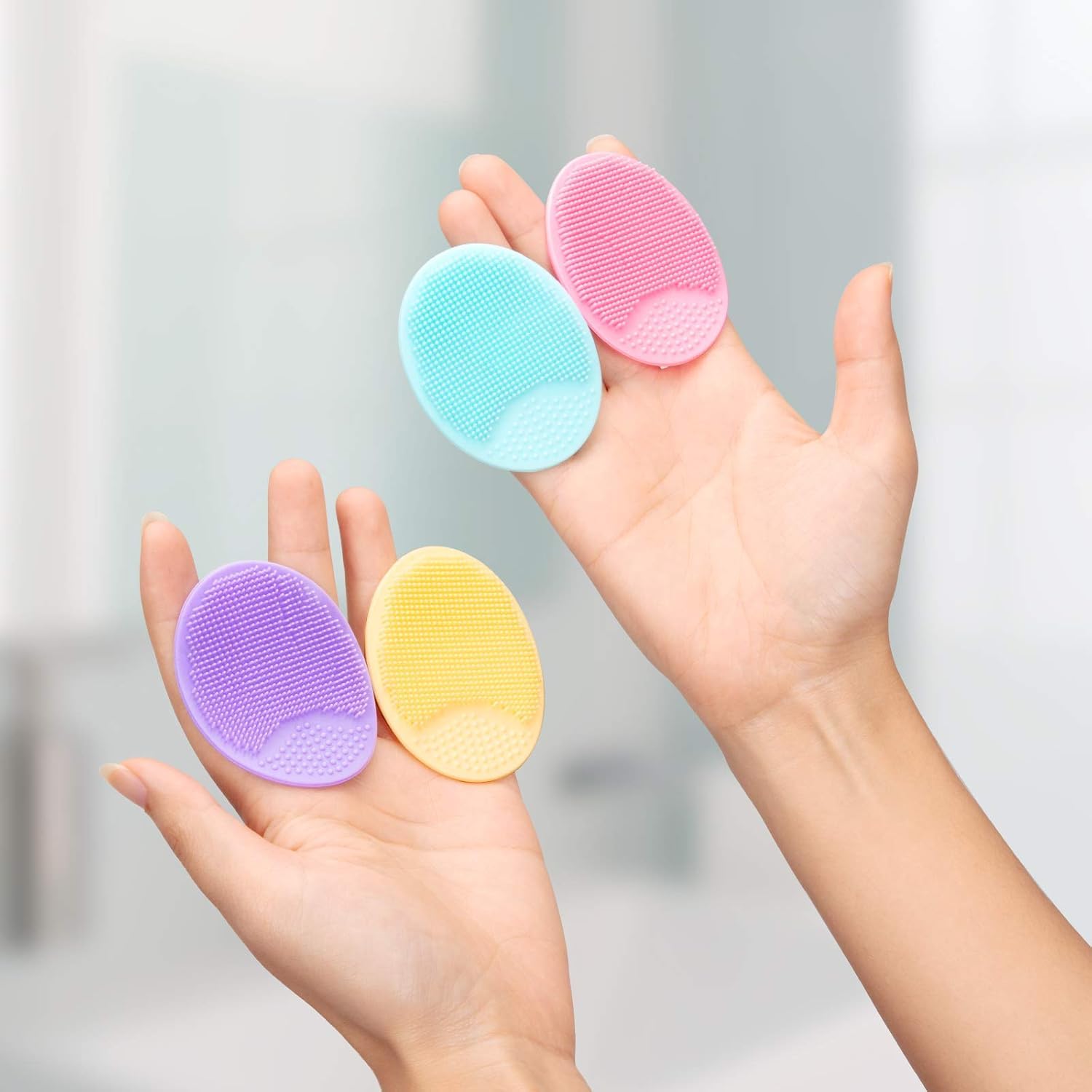 Soft Silicone Facial Cleansing Brush – Gentle Face Scrubber for Deep Pore Cleaning, Exfoliation, Blackhead & Acne Removal, Facial Massage for Sensitive, Dry & All Skin Types (Multcolour) (PACK OF 2)