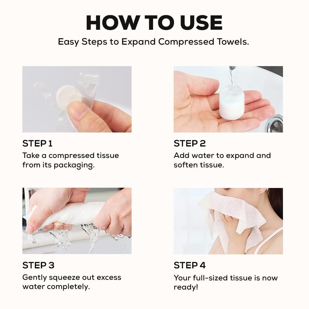 Magic Coin Tissue Tablets (100) – Compressed Disposable Travel Towels, Portable Wet Wipes for Travel & Outdoor Use