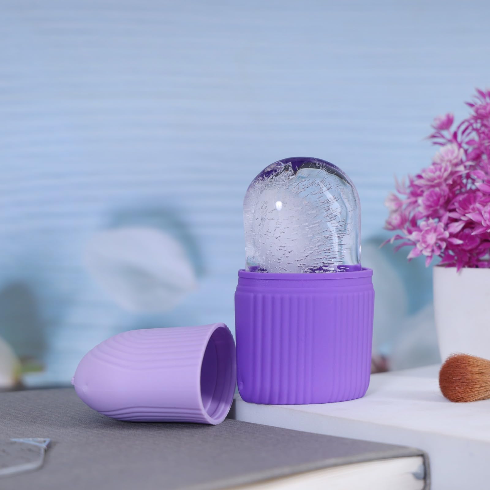 Ice Roller for Face with Scrubber | Ice Roller for Face | For Men & Women | Ice Cube Roller for Glowing Skin & Puffy Eyes | Reusable & Unbreakable (Multicolour)