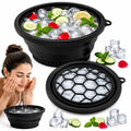 Ice Face Bowl Silicone Face Ice Bowl for Ice with Built-in Ice Tray Collapsible Face Tub for Ice Bath, Facial Ice Plunge Bowl Ice Water Facials at Home Women & Men (Black)