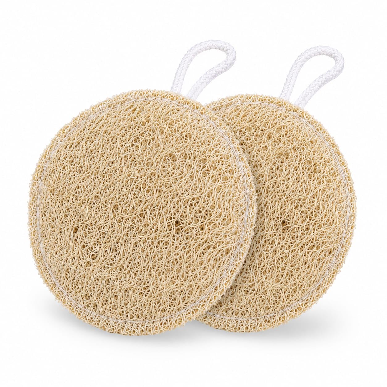 100% Natural Sun-Dried Loofah, Organic Exfoliating Bath Sponge & Body Scrubber for Men & Women, Deep Cleansing Luffa for Shower, Skincare & Body Care, Eco-Friendly & Biodegradable (Pack of 2) (CIRCLE)