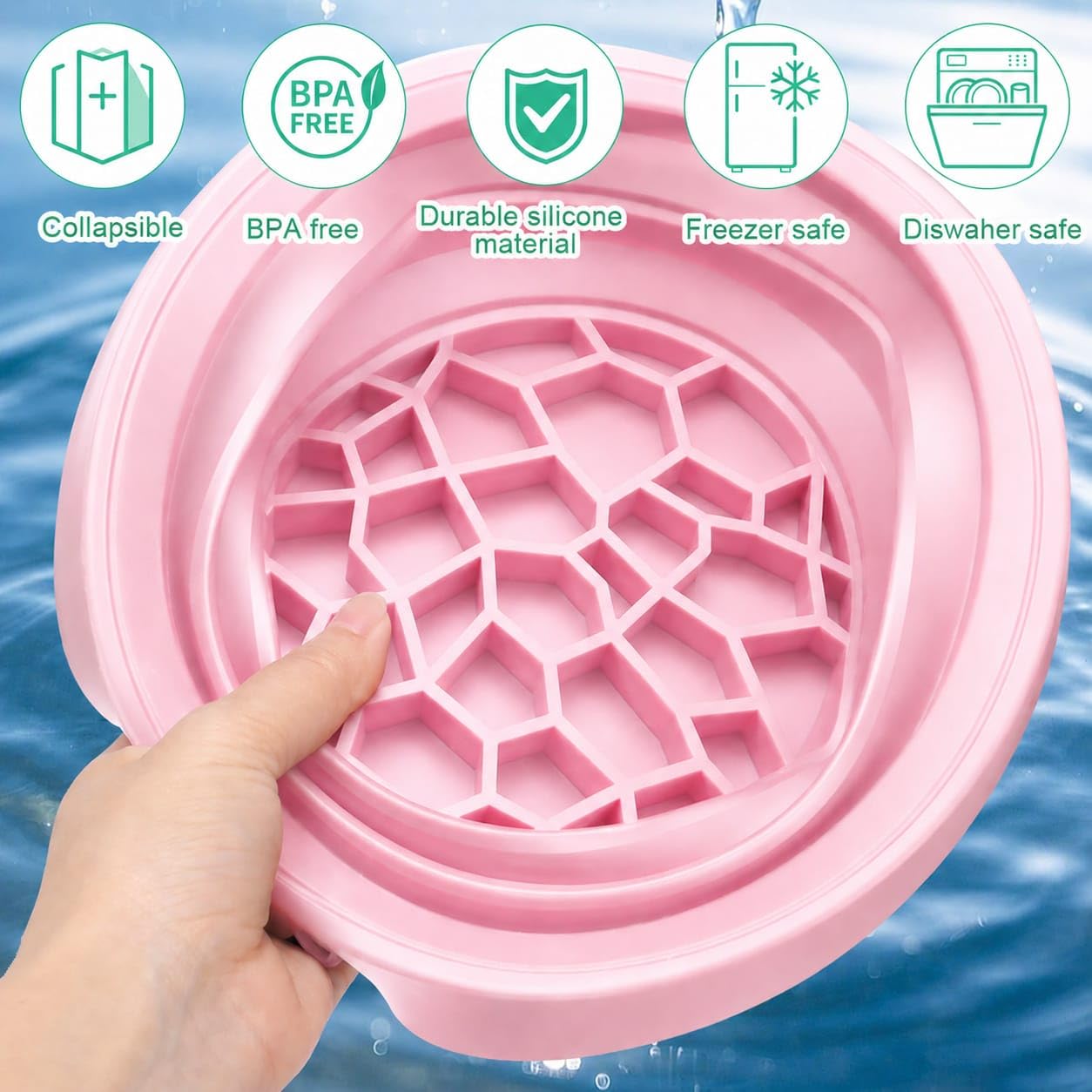 Ice Face Bowl Silicone Face Ice Bowl for Ice with Built-in Ice Tray Collapsible Face Tub for Ice Bath, Facial Ice Plunge Bowl Ice Water Facials at Home Women & Men (Black)
