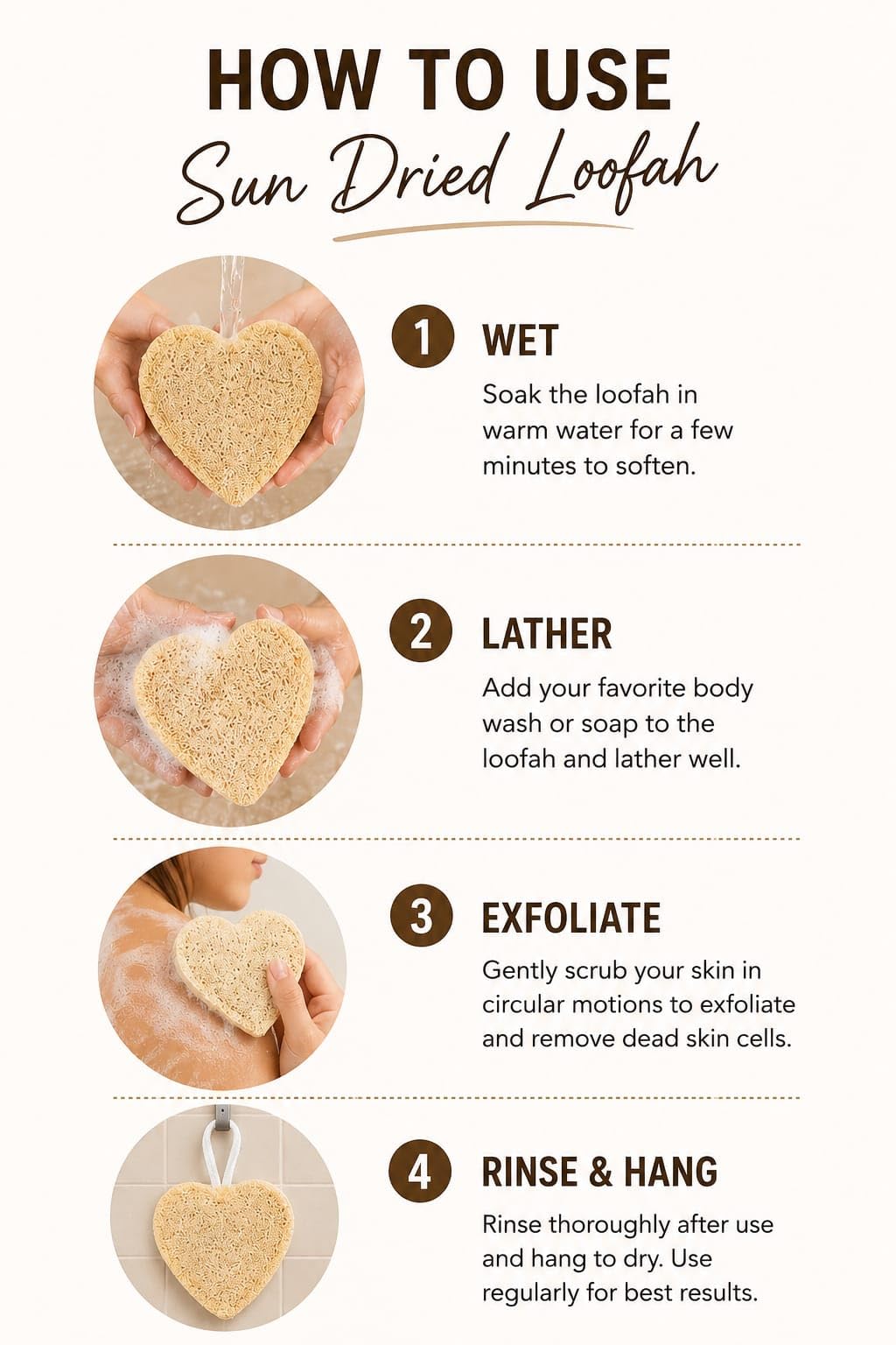 100% Natural Sun-Dried Loofah, Organic Exfoliating Bath Sponge & Body Scrubber for Men & Women, Deep Cleansing Luffa for Shower, Skincare & Body Care, Eco-Friendly & Biodegradable (Pack of 2) (CIRCLE)