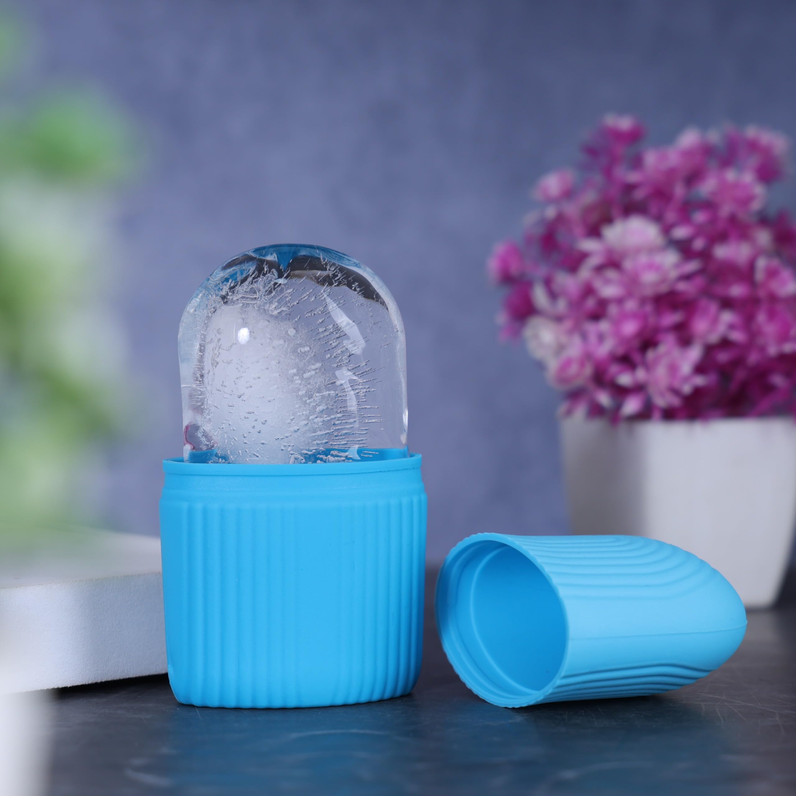 Ice Roller for Face with Scrubber | Ice Roller for Face | For Men & Women | Ice Cube Roller for Glowing Skin & Puffy Eyes | Reusable & Unbreakable (Multicolour)