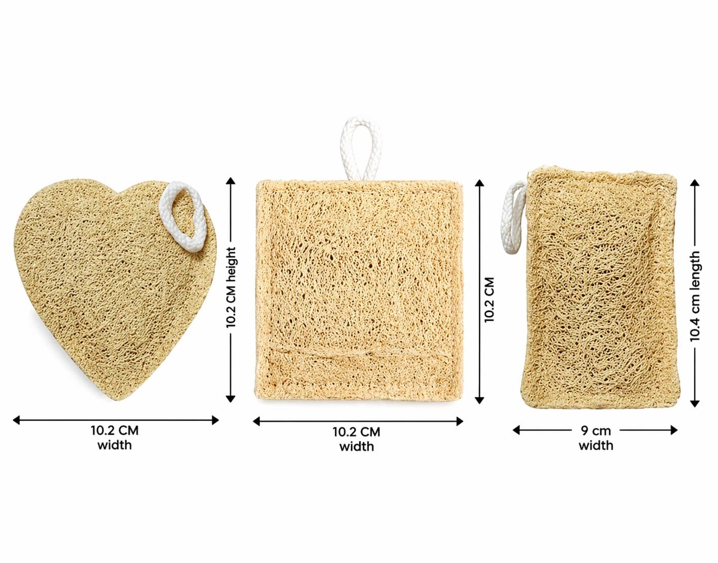 100% Natural Sun-Dried Loofah, Organic Exfoliating Bath Sponge & Body Scrubber for Men & Women, Deep Cleansing Luffa for Shower, Skincare & Body Care, Eco-Friendly & Biodegradable (Pack of 3)