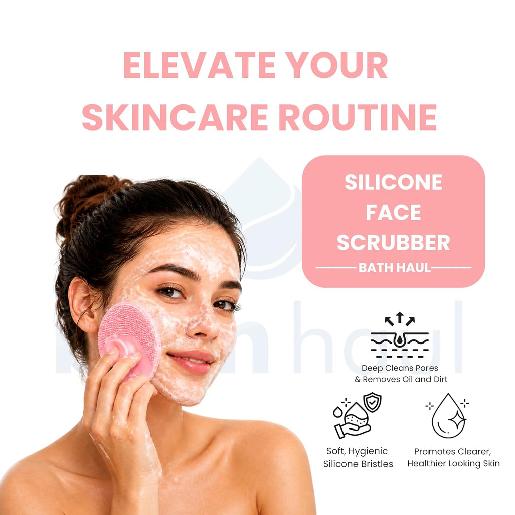 6-in-1 Soft Silicone Bath Brush Set | Long Handle Back Scrubber + Shampoo Scalp Scrubber + Silicone Face Scrubber + Ice Roller + Exfoliating Loofah | Super Exfoliating & Rich Lather Shower Brush | BPA-Free | For Men & Women | With 3 Hooks