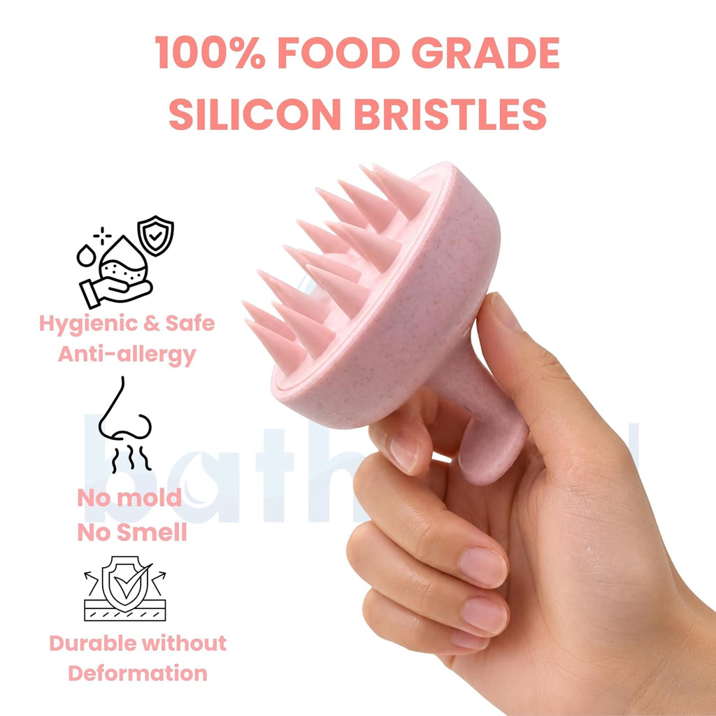 6-in-1 Soft Silicone Bath Brush Set | Long Handle Back Scrubber + Shampoo Scalp Scrubber + Silicone Face Scrubber + Ice Roller + Exfoliating Loofah | Super Exfoliating & Rich Lather Shower Brush | BPA-Free | For Men & Women | With 3 Hooks