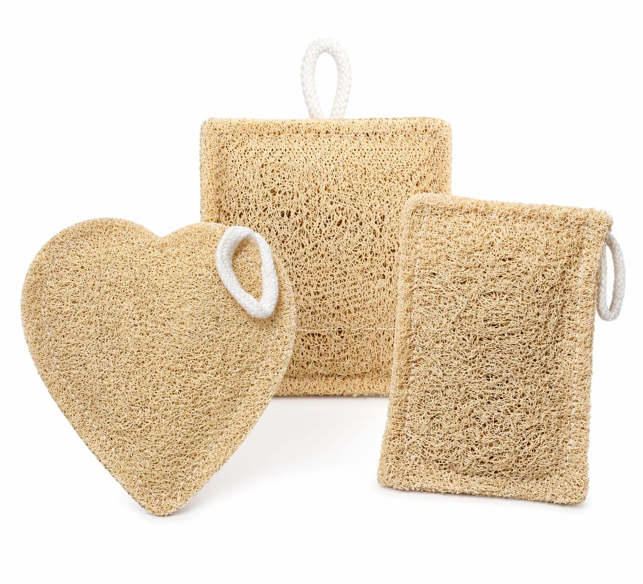 100% Natural Sun-Dried Loofah, Organic Exfoliating Bath Sponge & Body Scrubber for Men & Women, Deep Cleansing Luffa for Shower, Skincare & Body Care, Eco-Friendly & Biodegradable (Pack of 3)