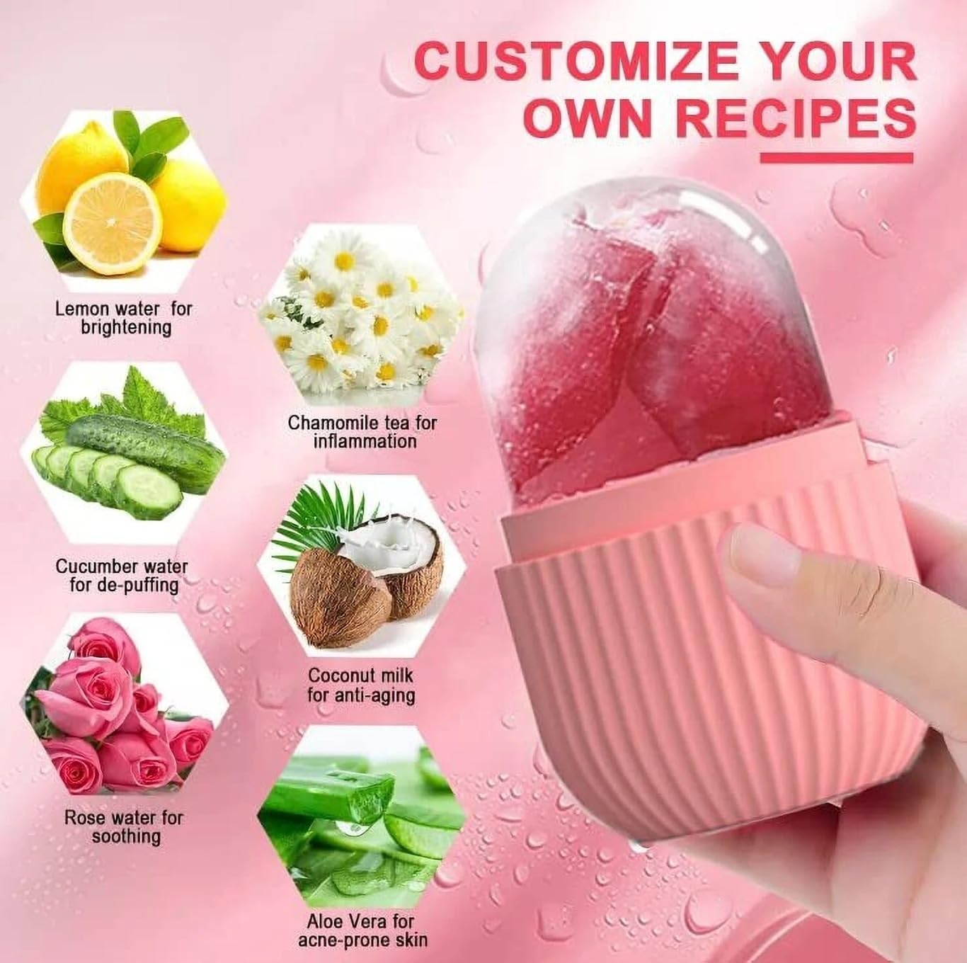 Ice Roller for Face with Scrubber | Ice Roller for Face | For Men & Women | Ice Cube Roller for Glowing Skin & Puffy Eyes | Reusable & Unbreakable (Multicolour)