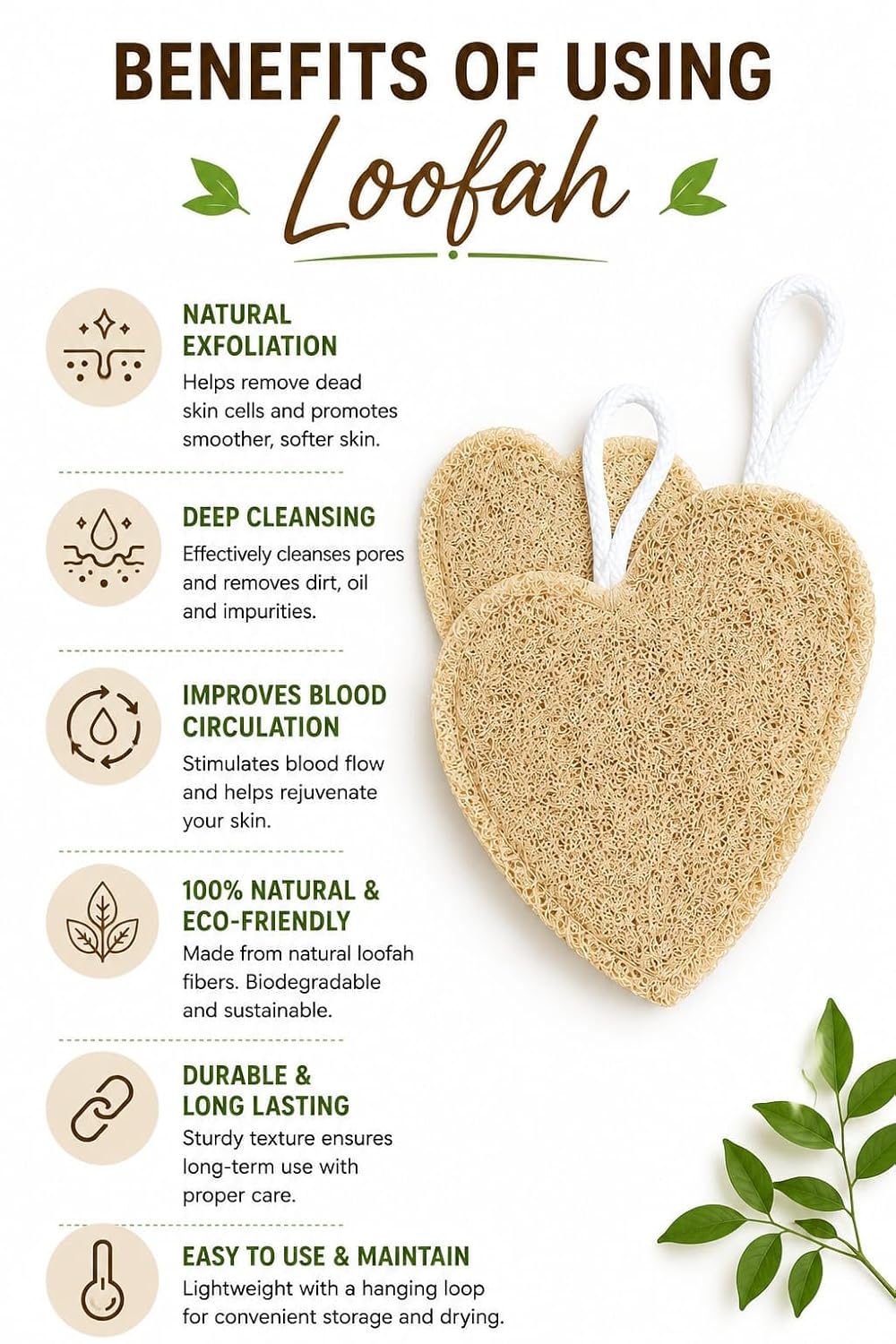 100% Natural Sun-Dried Loofah, Organic Exfoliating Bath Sponge & Body Scrubber for Men & Women, Deep Cleansing Luffa for Shower, Skincare & Body Care, Eco-Friendly & Biodegradable (Pack of 3)