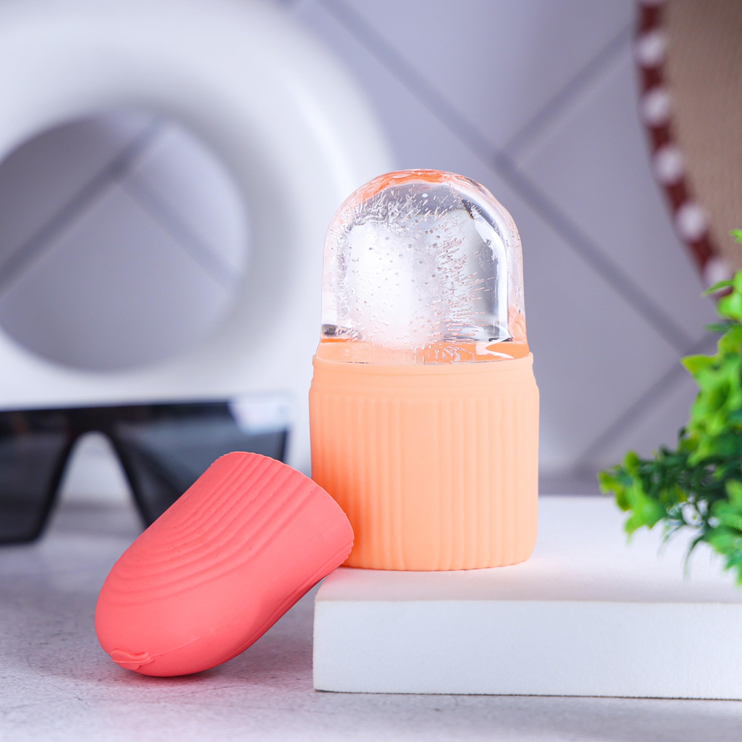 Ice Roller for Face with Scrubber | Ice Roller for Face | For Men & Women | Ice Cube Roller for Glowing Skin & Puffy Eyes | Reusable & Unbreakable (Multicolour)