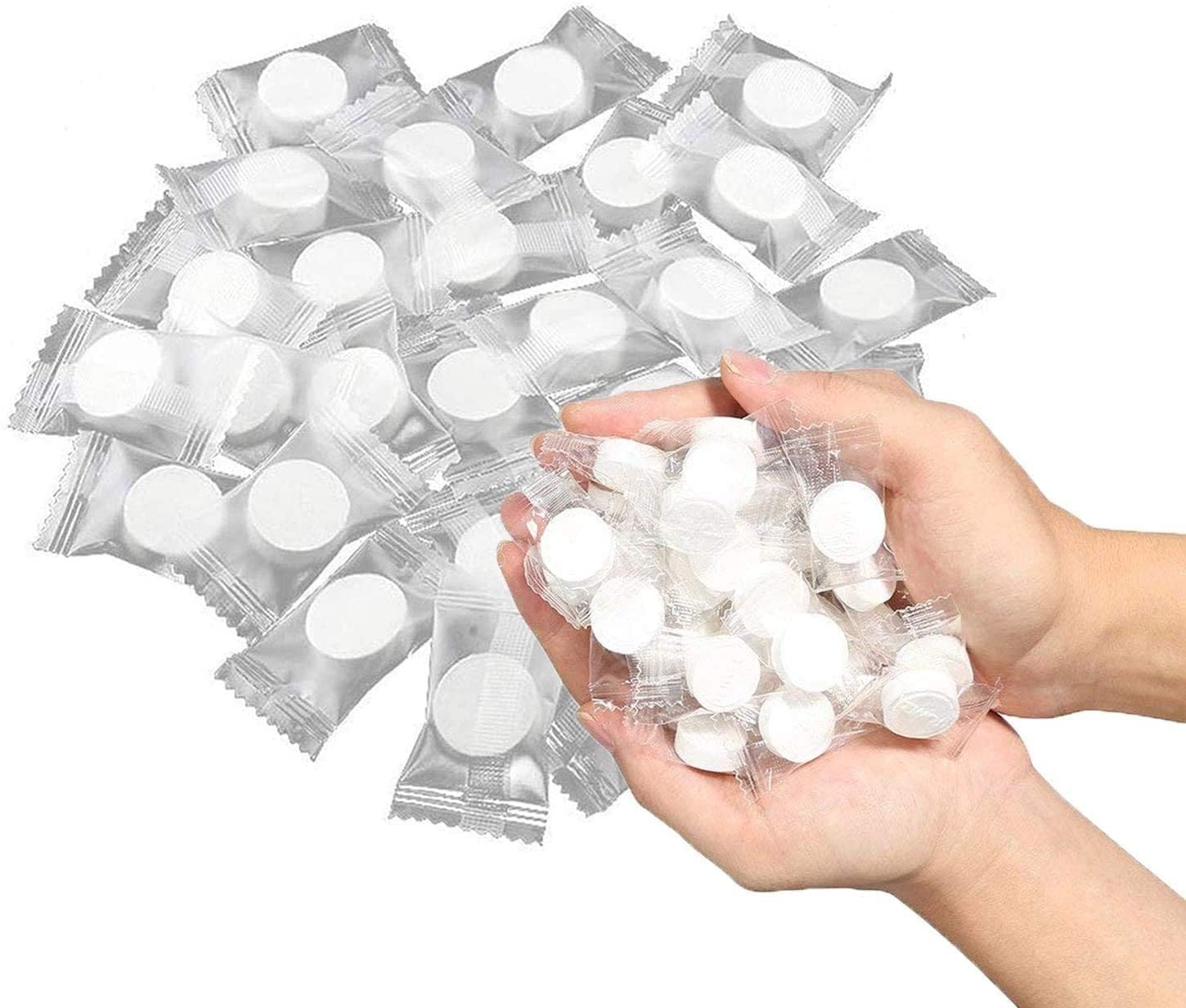 Magic Coin Tissue Tablets (100) – Compressed Disposable Travel Towels, Portable Wet Wipes for Travel & Outdoor Use