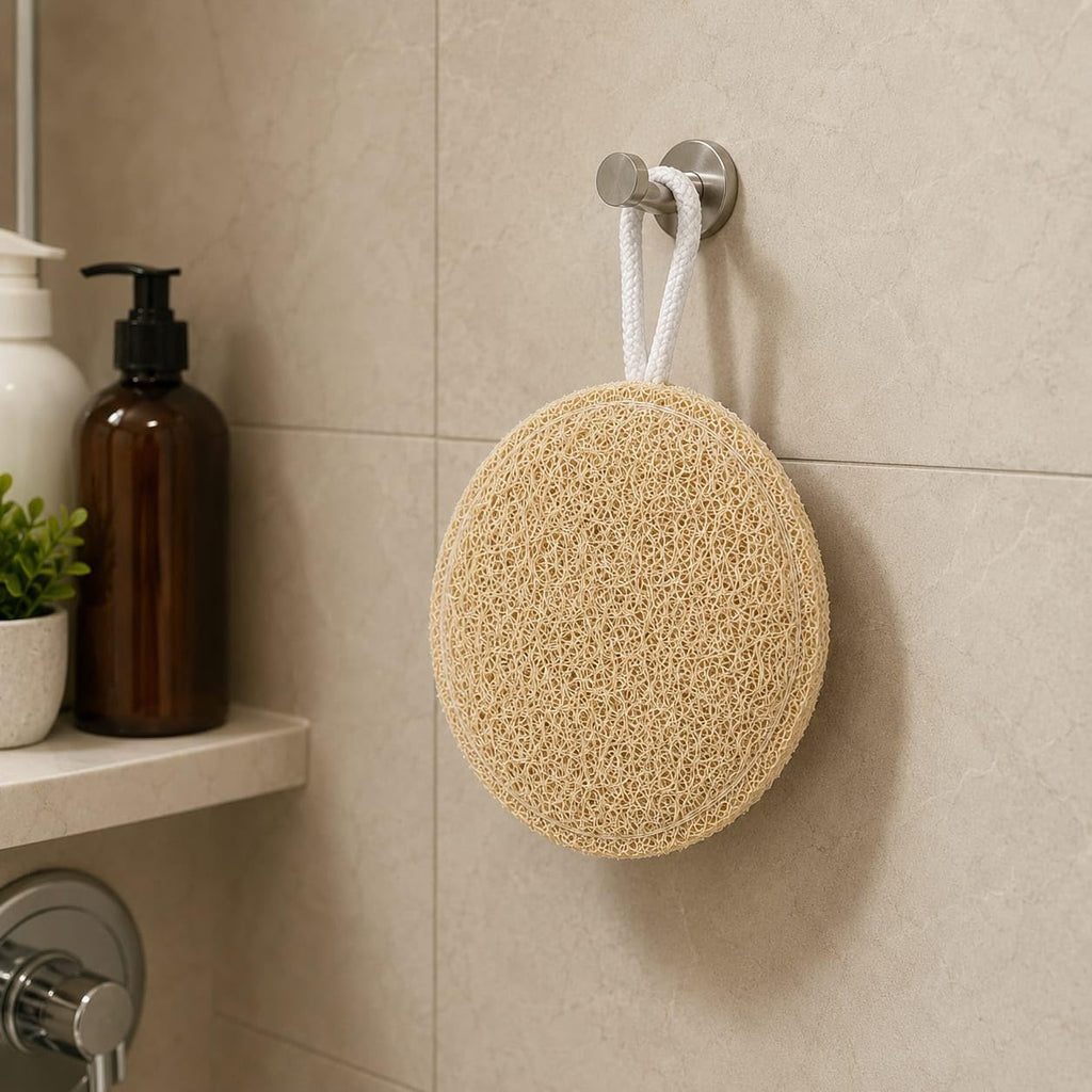 100% Natural Sun-Dried Loofah, Organic Exfoliating Bath Sponge & Body Scrubber for Men & Women, Deep Cleansing Luffa for Shower, Skincare & Body Care, Eco-Friendly & Biodegradable (Pack of 2) (CIRCLE)