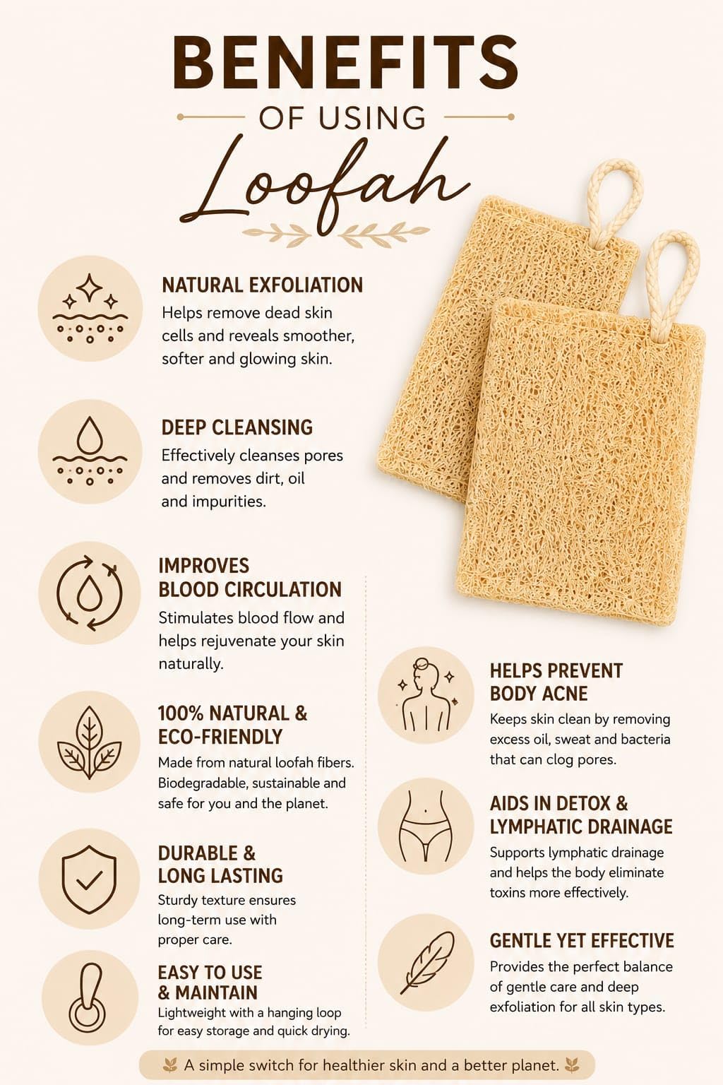 100% Natural Sun-Dried Loofah, Organic Exfoliating Bath Sponge & Body Scrubber for Men & Women, Deep Cleansing Luffa for Shower, Skincare & Body Care, Eco-Friendly & Biodegradable (Pack of 2) (CIRCLE)