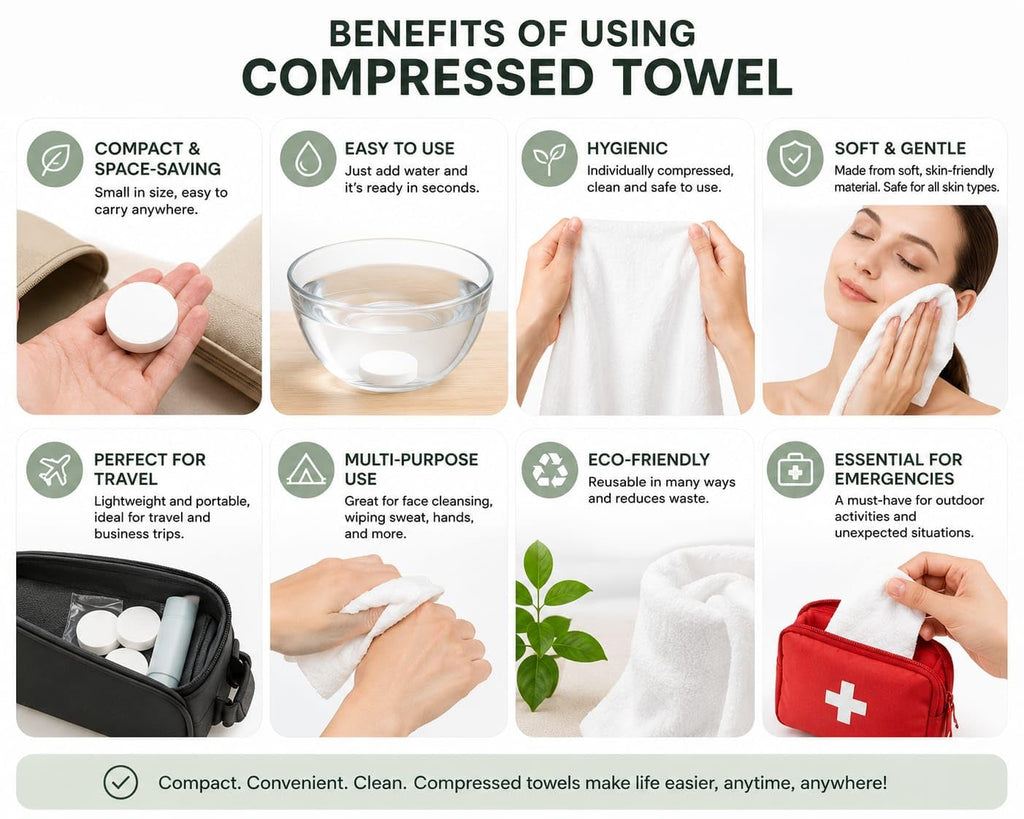 Compressed Bath Towels – Disposable Cotton Towels, Portable & Reusable, Thick Soft Travel Towel for Hiking, Camping, Beach, Gym & Travel (1)